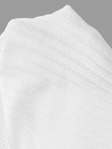 SHEIN Unity Áo khoác cardigan dáng rộng cổ chữ V cài nút phía trước cho nữ, màu trơn, đa năng cho việc đi lại hàng ngày, mùa thu/đông - trắng - Xem 3