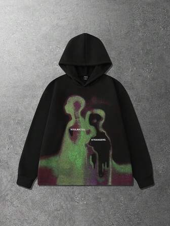 Street Life Men's Retro Street Silhouette Thermal Imaging Human Figure Print Hoodie