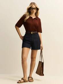 Daynim Shorts vaqueros de talle alto - Azul lavado oscuro - Ver 7