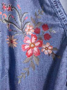 Rusticease 大码V领长袖休闲花卉印花宽松衬衫 - 彩色 - 查看 4