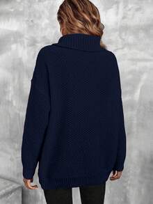 Maglione tinta unita minimalista da donna, adatto per uso quotidiano