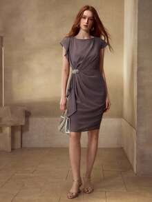 MOTF PREMIUM RUCHED RUCHED CRYSTAL DECOR DRESS - Dusty Purple - View 4