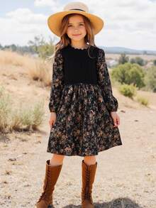 Emery Rose Kids Emery Rose Kids 少女 LUNE 花卉印花灯笼袖荷叶边下摆连衣裙，法式花卉，仙女裙，田园风，秋冬，少女 Dusty 花卉印花荷叶边袖荷叶边下摆连衣裙。宽松休闲圆领长袖荷叶边下摆中长连衣裙，可爱动物图案，适合度假和上学日常，姐妹装，母女搭配。 - 黑色 - 查看 5