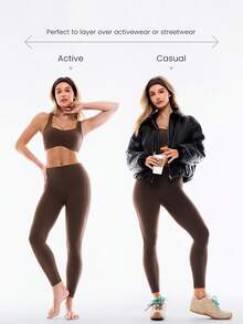 GLOWMODE FeatherFit™-Sculpt 聚拢强力压缩内置网状肩带可拆卸罩杯 V 型后背半罩杯运动文胸中等强度跑步慢跑锻炼健身房训练活跃 - 肉桂靈感 - 查看 8