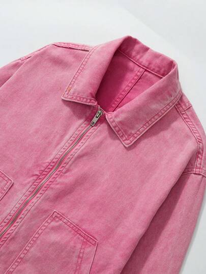 Street Life Men's Autumn Pocket Design Long Sleeve Zip-Up Casual Denim Jacket