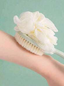 2 件装双面二合一长柄沐浴刷，带沐浴球，软毛按摩沐浴刷，去角质沐浴刷，多功能沐浴刷，可用于背部去角质和淋浴清洁 - 彩色 - 查看 5