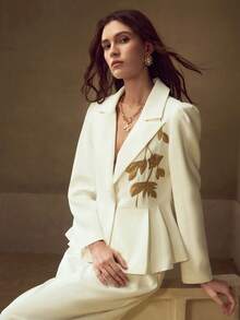 MOTF PREMIUM 刺绣荷叶边西装外套 - 白色 - 查看 6