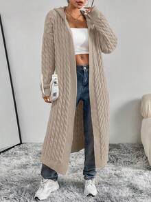 SHEIN Unity Elegante y versátil cárdigan de punto trenzado para otoño/invierno - Marrón Mocha - Ver 3