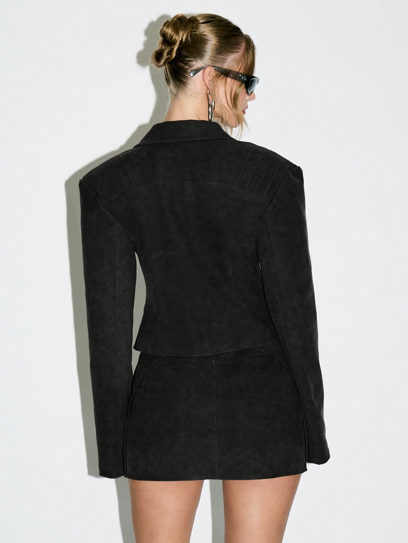 KIZN Suede Blazer With Deep V Neckline