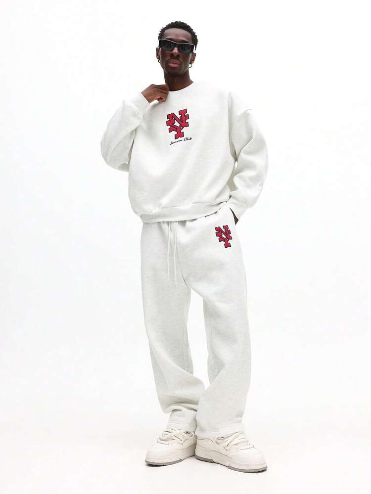 Crew Neck Sweatshirt And Sweatpants Set With Logo