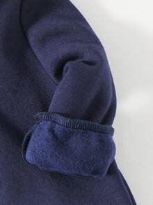 Cozy Pixies 2pcs Baby Boy Cartoon Dinosaur Print Hooded Long Sleeve Sweatshirt And Elastic Waist Jogger Pants Set - Navy Blue - View 3