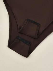 Franclia Bộ đồ liền thân dài tay ôm vừa vặn cổ chữ V phong cách Giáng sinh, thích hợp mặc đi làm và mặc thường ngày, bộ đồ liền thân màu nâu mùa thu dành cho nữ - Cà phê nâu - Xem 6