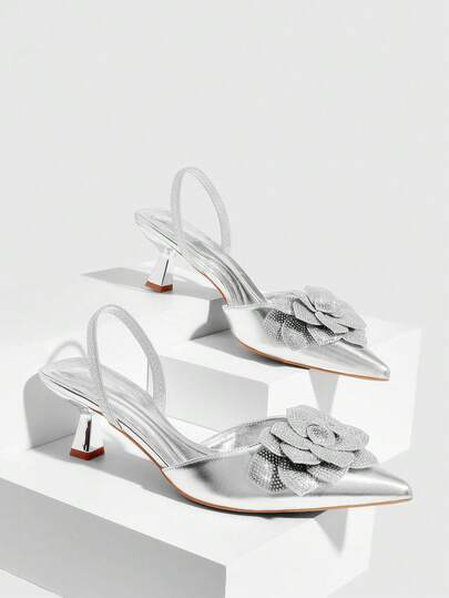 CUCCOO SZL Zapatos planos con punta puntiaguda y decoración floral dorada para mujer, cómodos para citas, fiestas, bodas, vacaciones y talla grande ocasiones