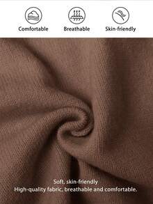 SHEIN Clasi Áo len chui đầu cổ tròn màu trơn - Cà phê nâu - Xem 7