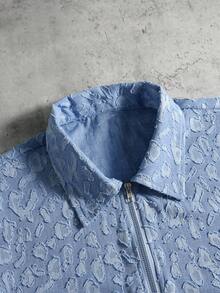 PAVTROS 男士街头风长袖翻领衬衫，长袖方领衬衫，定制提花面料，3D提花面料，牛仔质感面料，清新时尚，日常休闲，街头潮流，户外，主题派对，时尚单品，节日礼物，男友/老公礼物 - 淺藍色 - 查看 8