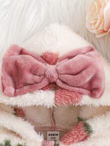 SHEIN 婴儿抓绒桃子印花舒适时尚连体衣 - 粉色 - 查看 5