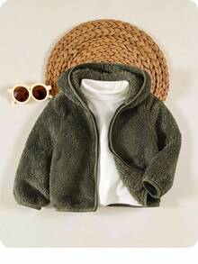 Baby Boy Solid Color Hooded Zip-Up Casual Jacket Baby Zip Up Jacket,In Fall/Winter