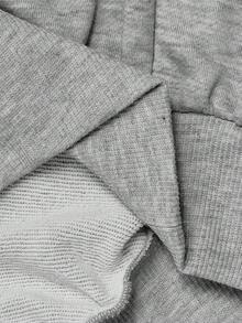 SHEIN MOD 女式蝴蝶结装饰连帽拉链长袖运动衫秋冬女装 - 淺灰色 - 查看 7