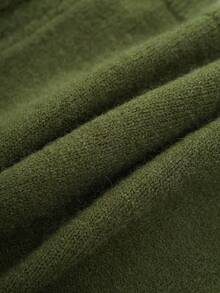 Sweetra Chaleco de punto retro lindo con cuello en V bordado, tirantes con lazo y color caqui, para otoño/invierno