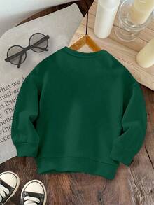 Baby Boy Green Autumn Cute Modest Birthday Christmas Star Tree Bear Deer Pattern Knitted Soft Casual Thick Crew Neck Sweatshirt For Autumn/Winter - Green - View 2