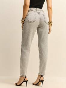 Daynim Quần jeans cạp cao Mom Fit - Xám - Xem 2