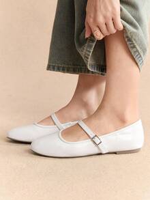 Rosivie Zapatos planos elegantes franceses de punta redonda con cordones y tejido para mujeres para ir al trabajo - Chantilly - Ver 3