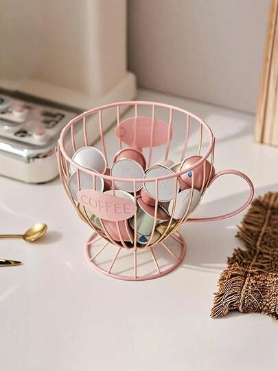 Suitable For One Coffee Capsule Basket, Multiple Colors, Stable And Durable Iron Frame, Coffee Capsules And Snacks. Enhance The Atmosphere Of The Coffee Shop With A Beautiful Design