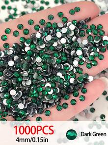 2000 颗 3-6 毫米银色扁平深绿色树脂水钻，圆形果冻宝石，用于制作配饰鞋履、服装、化妆品、箱包、装饰 - 墨綠色 - 查看 6