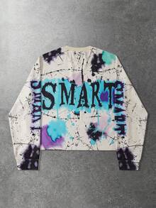 ROMWE MEN Street Life 春季情人节休闲男士复古印花宽松短款长袖卫衣，Y2K - 彩色 - 查看 2