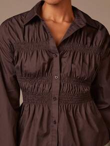 Athîral Camisa de mujer de unicolor de moda, otoño