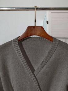 Franclia New Autumn/Winter High-Quality Elegant Versatile Soft White Cardigan For Women - Mocha Brown - View 4