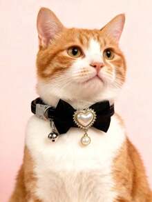 PETSIN 1. Pet Bow Tie Collar; Bow Tie Heart Collar; Adjustable Neck Circumference; Cat Collar; Dog Collar; Pet Accessories; Pet Supplies