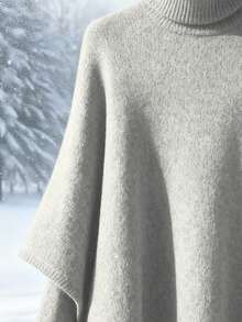 GlowEve كنزة صوفية محبوكة بياقة عالية باللون الأحمر الأنيق للنساء، خريف/شتاء