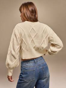 Hanevo Áo len nữ thiết kế tối giản, phong cách thường ngày, mùa đông - Màu be - Xem 2