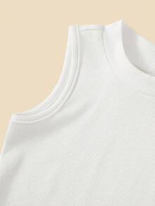 Baby Girl Mock Neck Tank Top - White - View 3