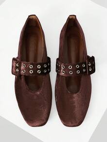 MOTF PREMIUM VINTAGE MARY JANE BALLET FLATS - Coffee Brown - View 2
