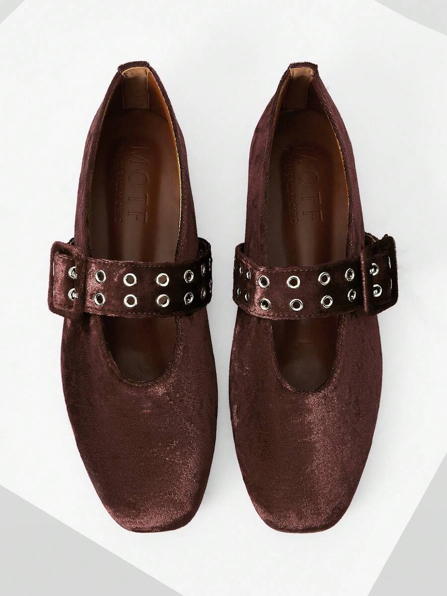 MOTF PREMIUM VINTAGE MARY JANE BALLET FLATS - Coffee Brown - View 2