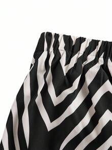 Truni Plus Size Casual Vacation Floral Print Fringe Wide Leg Pants - Black - View 5