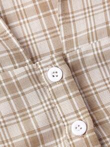 SHEIN MOD 格子领胸袋纽扣前长袖衬衫 - 彩色 - 查看 5