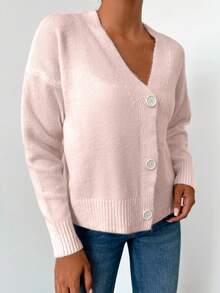 EURMUSE 落肩袖前紐扣開襟衫