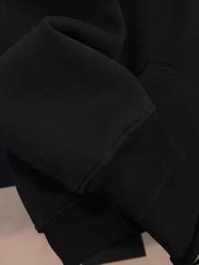 INAWLY Chaqueta con capucha con estampado de letras y forro térmico, estilo urbano para mujer - Negro - Ver 6