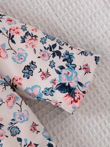 SHEIN Vintaside Kids 复古碎花连帽女婴外套，拉链闭合，保暖内衬，休闲时尚冬季外套，女婴夹克，女婴外套，女婴连帽夹克 - 杏色 - 查看 7