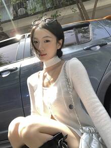 Livesso 女士纯色韩版系带长袖T恤