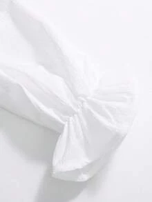 SHEIN 青少年女孩梭织撞色衬衫领休闲连衣裙 - 黑與白 - 查看 3