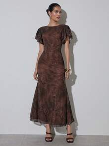 COSMINA Elegantes Damen-Kleid mit Leopardenmuster und Taillengürtel, ganzjährig tragbar