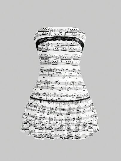 J-Fashion Y2K Sexy Camouflage Mini Puff Skirt Strapless Dress For Women