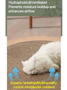 1 片编织猫抓垫，低掉毛宠物用品，猫休息和抓挠藤条凉爽垫 - 棕色 - 查看 5