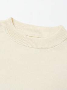 Sparklyn 1pc Tween Girl Casual Minimalist Sweater, Cute Bear Print Long Sleeve Loose Knit Pullover Top, Suitable For School, Leisure Activities, Autumn/Winter, Christmas - White - View 3