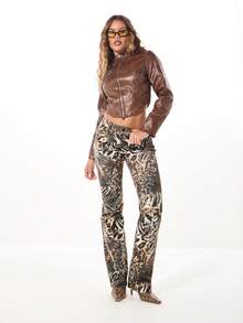 SUMWON WOMEN Premium Cropped Leather Motorcycle Jacket Modern High Fashion Winter Fall Design Asymmetrical Front Zipper Stand Collar Streetwear Statement Outerwear