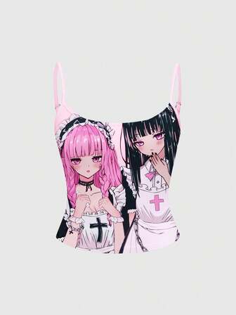 Süßes Anime Krankenschwester Mädchen Sexy Rosa Damen Trägerhemd